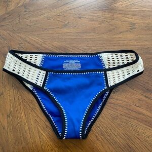Victoria's Secret Blue and Cream Swim Bottom